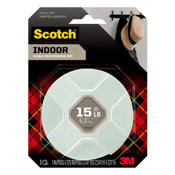 3M Scotch 112L White Indoor Double Sided Foam Tape - 1 in Width x 125 in Length - 25381