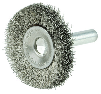 Weiler 17930 Wheel Brush - 1-1/2 in Dia - Crimped Stainless Steel Bristle