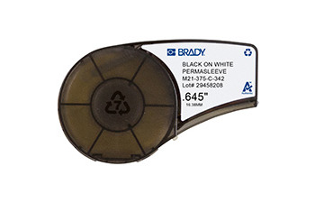 Picture of Brady Permasleeve Black on White Polyolefin Thermal Transfer M21-375-C-342 Continuous Thermal Transfer Printer Label Cartridge (Main product image)