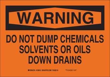 Picture of Brady B-401 Polystyrene Rectangle Orange English Chemical Disposal Sign part number 22371 (Main product image)