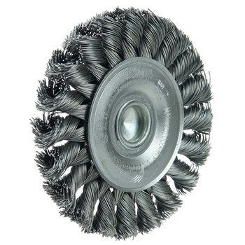 Weiler 17682 Wheel Brush - 3-1/4 in Dia - Knotted - Standard Twist Steel Bristle