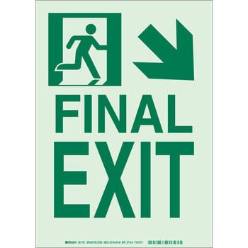 Picture of Brady Bradyglo B-552 Aluminum Rectangle White English Exit Sign part number 81725 (Main product image)