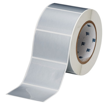 Picture of Brady Silver Tamper-Evident Vinyl Thermal Transfer THT-19-352-1 Die-Cut Thermal Transfer Printer Label Roll (Main product image)
