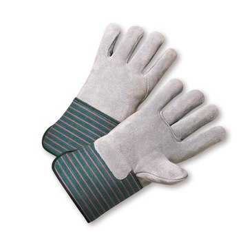 Picture of West Chester 900-EA Green/Pink Large Split Cowhide Leather Full Fingered Work Gloves (Main product image)