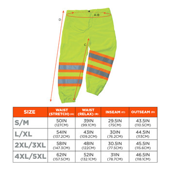Ergodyne High-Visibility Pants 8911 22965 - Size Large/XL - High-Visibility Lime