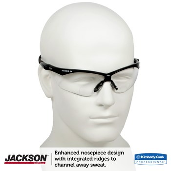 Kimberly-Clark Nemesis V60 Polycarbonate Magnifying Reader Safety Glasses Clear Lens - Black Frame - +1.50 Diopter - Wrap Around Frame - 761445-01846