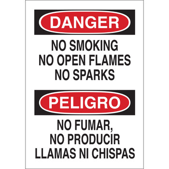 Picture of Brady B-120 Fiberglass Reinforced Polyester Rectangle White English / Spanish No Smoking Sign part number 39817 (Main product image)