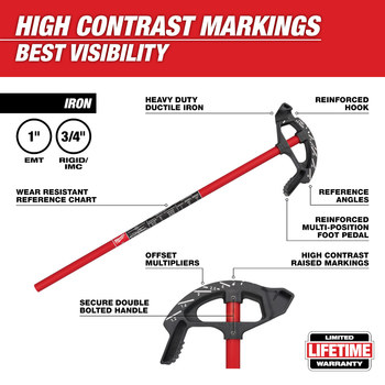 Milwaukee Iron, Steel Conduit Bender - 45.25 in Length - 48-22-4082