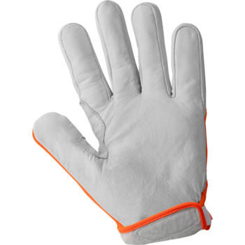 Global Glove Tuffalene White, Gray, and High-Visibility Orange 9 Goatskin Mesh Polyester Impact Protection Gloves - Wing Thumb - Standard Grade - Cut Level A6 Cut Resistance - CIA7600/LG