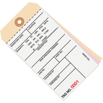 Picture of White/Manila 10 Point Cardstock 9950 Inventory Tags 3 Part Carbonless #8 (Main product image)