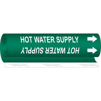 Picture of Brady White on Green Polyester High Visibility 5832-O Wrap-Around Pipe Marker (Main product image)