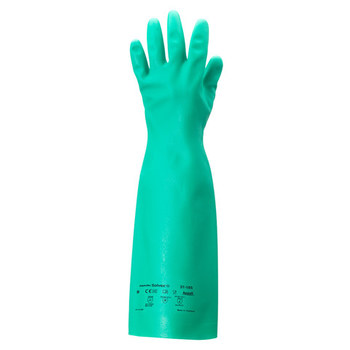 Ansell AlphaTec Solvex 37-185 Green 9 Unsupported Chemical-Resistant Gloves - Nitrile Full Coverage Coating - 18 in Length - Smooth Finish - 22 mil Thick - 117300