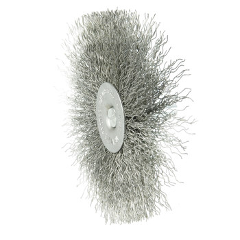 Weiler Stainless Steel Radial Bristle Brush - 4 in Outside Diameter - 0.014 in Bristle Diameter - 17982