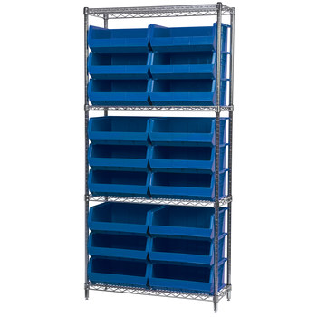 Picture of Akro-Mils AWS143630250 Akrobin 2000 lb Adjustable Blue Chrome Steel Open Fixed Shelving System (Main product image)
