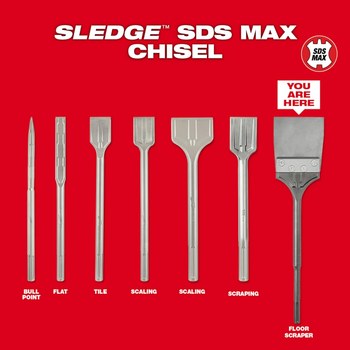 Milwaukee 6 in SDS-Max Floor Scraper Bit 48-62-4096 - 25 in Overall Length - High Carbon Steel - SDS-Max Shank