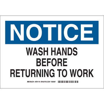 Picture of Brady Prinzing B-401 Polystyrene Rectangle White English Personal Hygiene Sign part number SP411N (Main product image)