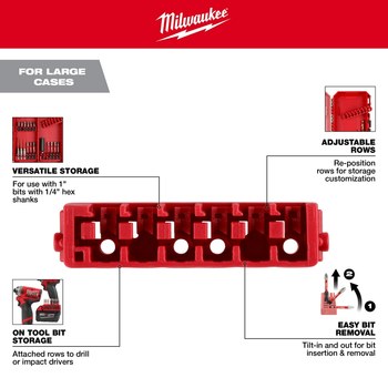 Milwaukee Red Polypropylene Large Case Rows - 1.06 in Length - 4.75 in Wide - 48-32-9934