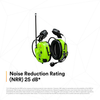 3M PELTOR WS LiteCom PRO III MT73H7P3E4D10NA GB Bright Yellow Bright Yellow Hard Hat Mounted Communication Headset - 25 dB NRR - 318640-06806