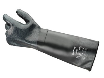 Ansell AlphaTec 19-024 Black 10 Supported Chemical-Resistant Gloves - 18 in Length - Rough Finish