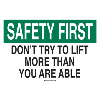 Picture of Brady B-120 Fiberglass Reinforced Polyester Rectangle White English Safe Lifting Sign part number 69173 (Main product image)