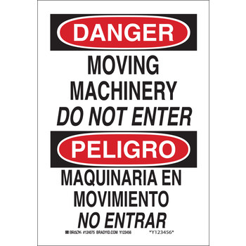 Picture of Brady B-555 Aluminum Rectangle White English / Spanish Equipment Safety Sign part number 124073 (Main product image)