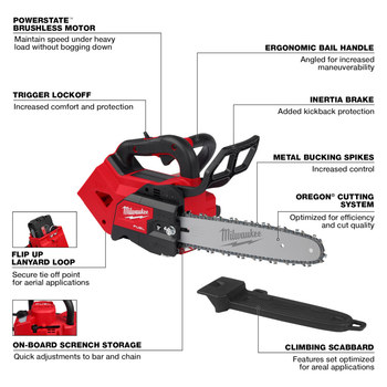 Milwaukee M18 FUEL Top Handle Chainsaw 2826-20C - 8.2 lb - 12 in Blade