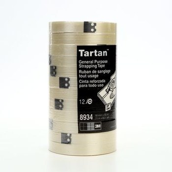 3M Tartan 8934 Clear Filament Strapping Tape - 18 mm Width x 55 m Length - 4 mil Thick - 86519