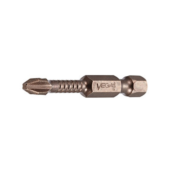 Vega Tools Impactech 8F-10R Slotted Insert Driver Bit P125F08A - 1/4 in-Hex Shank - S2 Modified Steel - 1 in Length - Gunmetal Bronze Finish - 02157