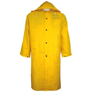 Global Glove RCB89 Yellow XL Polyester/PVC Rain Coat - Detachable Hood - 49 in Length - RCB89 XL