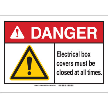 Picture of Brady B-555 Aluminum Rectangle White English Electrical Safety Sign part number 144367 (Main product image)