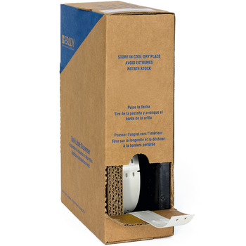 Picture of Brady White Abrasion-Resistant, Chemical-Resistant, Humidity-Resistant Thermoplastic Polyether Polyurethane Thermal Transfer BM-15X75-7643-WT Die-Cut Thermal Transfer Printer Tag Roll (Main product image)