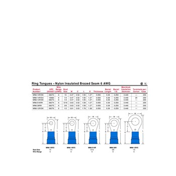 3M Scotchlok MN8-38RK Red Brazed Nylon Brazed Ring Terminal - 1.38 in Length - 0.59 in0.59 in Wide - 0.175 in Inside Diameter - 3/8 in Stud - 08270