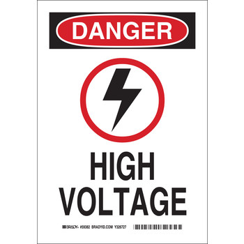 Picture of Brady B-120 Fiberglass Reinforced Polyester Rectangle White English Electrical Safety Sign part number 87681 (Main product image)