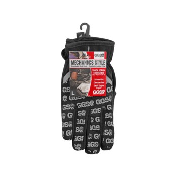 Global Glove Black with Reflective XL Mechanic's Gloves - Reinforced Thumb - SG3300-10(XL)