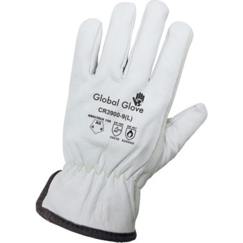Global Glove CR3900 White Large Grain Goatskin Cut-Resistant Gloves - ANSI A5 Cut Resistance - CR3900-9(L)