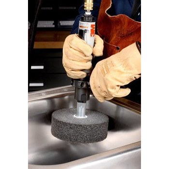 3M Scotch-Brite MU-WL Convolute Silicon Carbide Soft Deburring Wheel - Medium Grade - Arbor Attachment - 8 in Diameter - 3 in Center Hole - 2 in Thickness - 13186