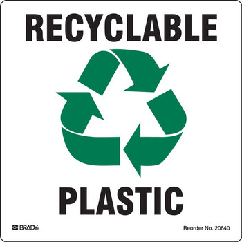 Picture of Brady B-7569 Vinyl Square White English Recycle & Environment Sign part number 20640FLS (Main product image)