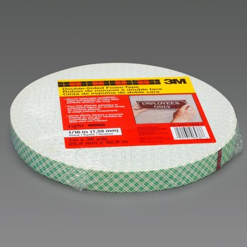 3M 4026 Off-White Double Coated Foam Tape - 12 in Width x 36 yd Length - 1/16 in Thick - 31476