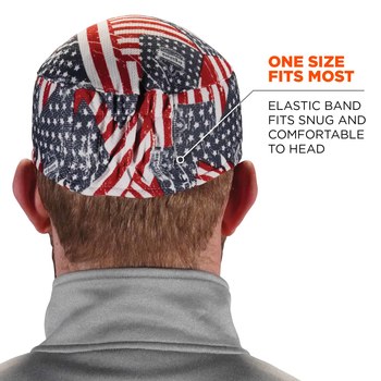 Ergodyne Chill-Its 6630 Blue/Red/White Hi Cool/Terry Cloth Skull Cap - 720476-12506