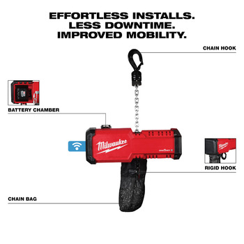 Milwaukee M18 Black/Red Plastic, Steel, Metal Compact Chain Hoist - 19747
