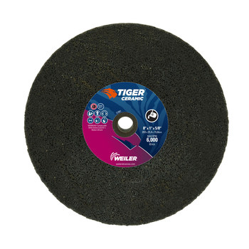 Weiler Tiger Ceramic Portable Snagging Wheel 68402 - Type 1 (Straight) - 8 in - Ceramic - 16 - R