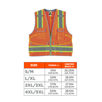 Ergodyne Glowear High-Visibility Vest 8254HDZ 21455 - Size Large/XL - High-Visibility Orange