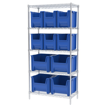 Picture of Akro-Mils AWS1836SNS Stak-N-Store 2000 lb Adjustable Blue Chrome Steel Open Fixed Shelving System (Main product image)
