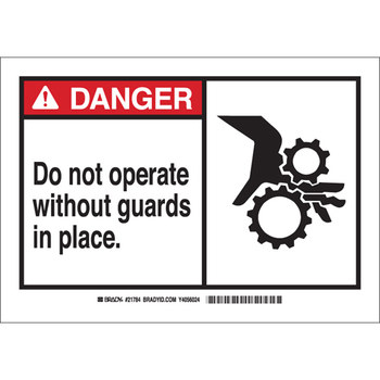 Picture of Brady B-302 Polyester Rectangle White English Equipment Safety Sign part number 83912 (Main product image)