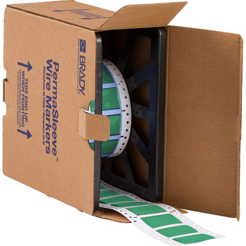 Picture of Brady Permasleeve Green Heat-Shrinkable, Self-Extinguishing Polyolefin Thermal Transfer 3PS-750-2-GR-S Die-Cut Thermal Transfer Printer Sleeve (Main product image)