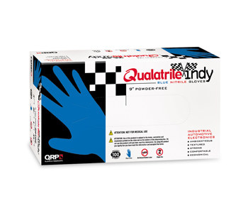 Picture of QRP Qualatrile Indy BQY09 Blue Medium Nitrile Powder Free Full Fingered Disposable Gloves (Main product image)