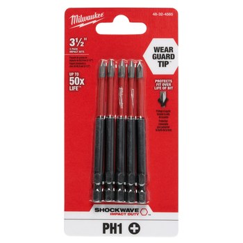 Milwaukee SHOCKWAVE Impact Duty Phillips Driver Bit Set 48-32-4565 - Alloy Steel - 3.5 in Length - 54795
