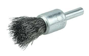 Weiler Wolverine Steel Cup Brush - Unthreaded Stem Attachment - 1/2 in Diameter - 0.010 in Bristle Diameter - 36282