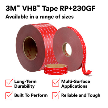 3M RP+230GF Gray VHB Tape - 1 in Width x 36 yd Length - 90 mil Thick