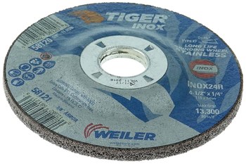 Weiler Tiger Inox Grinding Wheel 58121 - 4-1/2 in - INOX - 24 - R